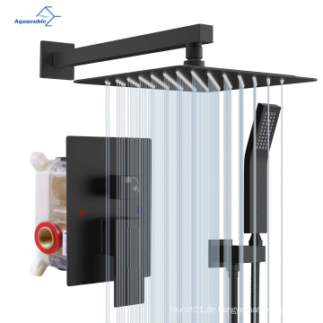 Das wandmontierte Duschsystem Schwarzes Duschschall mit 12-Zoll-Hochdruck-Duschkopf und Handspray